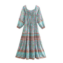 Load image into Gallery viewer, Floral Print, Off Shoulder Maxi Dress,Boho Dress