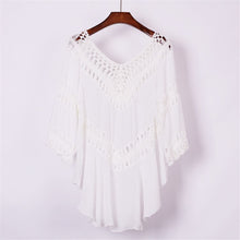 Load image into Gallery viewer, White Hollow Out,Bohemian Mini Dress,Boho Sundress