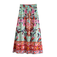 Load image into Gallery viewer, Peacock Floral Print,Bohemian Maxi Skirts,Boho Skirts
