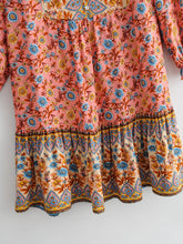 Load image into Gallery viewer, Floral print v-neck,Boho sundress,Boho mini dress