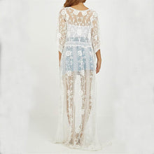 Load image into Gallery viewer, White hollow Out ,Bohemian maxi dress, Boho kimono