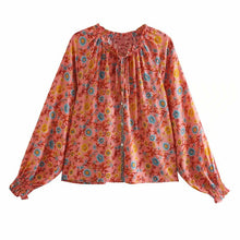 Load image into Gallery viewer, Boho Blouse, Vintage beach Shirt,Floral print