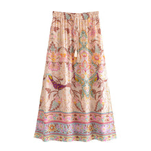 Load image into Gallery viewer, Peacock Floral Print,Bohemian Maxi Skirts,Boho Skirts