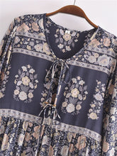 Load image into Gallery viewer, Grey Floral Print,Bohemian Maxi Dress,Boho Dress