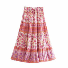 Load image into Gallery viewer, Floral peacock printed ,Boho skirt ,Vintage Maxi skirt