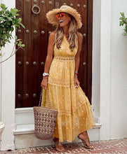Load image into Gallery viewer, Solid Lace,Bohemian Maxi Dress ,Boho Sundress