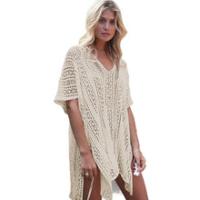 Load image into Gallery viewer, Solid Hollow Out, Bohemian Mini Dress,Boho Cover-ups