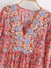 Load image into Gallery viewer, Floral print,deep V-neck,mini dress ,Boho dresses