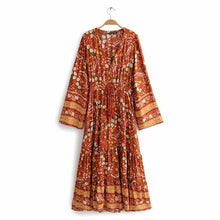 Load image into Gallery viewer, Multi Floral Print, Boho Dress ,Bohemian Maxi Dress