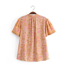 Load image into Gallery viewer, Floral Print,Boho Blouses, Vintage Beach Shirts