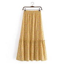 Load image into Gallery viewer, Yellow floral print , Bohemian skirt , Boho Maxi Skirt