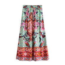 Load image into Gallery viewer, Peacock Floral Print,Bohemian Maxi Skirts,Boho Skirts