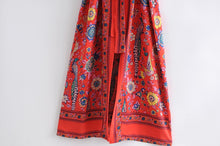 Load image into Gallery viewer, Red Peacock Floral ,bohemian Kimono,Boho Maxi robe