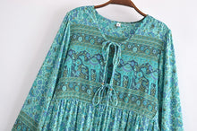 Load image into Gallery viewer, Pink Floral Print ,Bohemian Maxi Dress ,Boho Dress