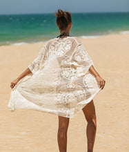 Load image into Gallery viewer, White hollow Out,Bohemian maxi dress, Boho kimono