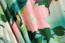Load image into Gallery viewer, Boho Kimono,Bikini Cover-ups,Green Crane Floral