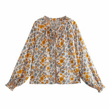 Load image into Gallery viewer, Boho Blouse, Vintage beach Shirt,Floral print