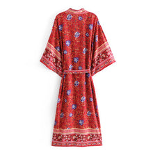 Load image into Gallery viewer, Boho Robe, Kimono Robe,Nova Red Floral