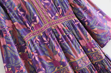 Load image into Gallery viewer, Purple Floral Print,Bohemian Maxi Dress,Boho Dress