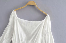 Load image into Gallery viewer, Boho Blouse, White Shirt,white Off-shoulder Tops