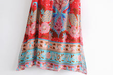 Load image into Gallery viewer, Red Floral Peacock Skirt, Maxi Skirt,Boho Skirt