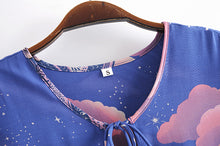 Load image into Gallery viewer, Star and Moon Print Boho Dress,Bohemian Maxi Sundress