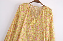 Load image into Gallery viewer, Yellow Floral Print ,Loose Blouses ,Boho Shirts