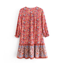 Load image into Gallery viewer, Floral print,deep V-neck,mini dress ,Boho dresses