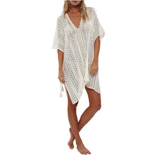 Load image into Gallery viewer, Solid Hollow Out, Bohemian Mini Dress,Boho Cover-ups