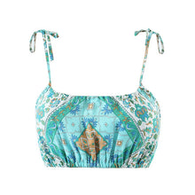 Load image into Gallery viewer, Boho Sets,Mini Tops and Skirts,Green Floral Print