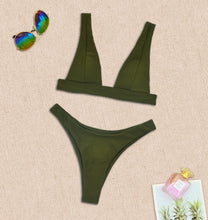 Load image into Gallery viewer, Solid High Waist, Bikini Swimsuit , Swim Beachwear