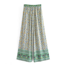 Load image into Gallery viewer, Boho Sets,Long Pants and Tops,Green Floral Print
