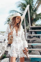 Load image into Gallery viewer, Solid lace ,Bohemian mini dress,Boho sundress