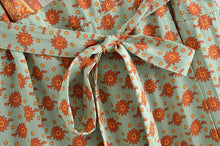Load image into Gallery viewer, Green Floral Print,Beach Wrap Mini Dress,Boho Dresses