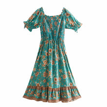 Load image into Gallery viewer, Boho Dress,Off Shoulder Sundress,Beach Midi Dress