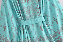 Load image into Gallery viewer, Green Floral Print,Gypsy robe Kimono