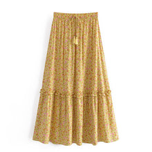 Load image into Gallery viewer, Yellow floral print , Bohemian skirt , Boho Maxi Skirt