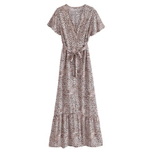 Load image into Gallery viewer, Leopard Print, Boho Dress ,Bohemian Wrap Dress