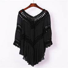 Load image into Gallery viewer, White Hollow Out,Bohemian Mini Dress,Boho Sundress