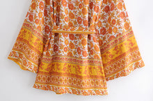 Load image into Gallery viewer, Yellow Floral Print ,Boho Kimono,Bikini Cover-ups