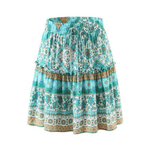 Load image into Gallery viewer, Boho Sets,Mini Tops and Skirts,Green Floral Print