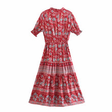 Load image into Gallery viewer, Ruffles Floral,Bohemian Midi Dress ,Boho Dress