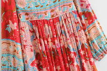 Load image into Gallery viewer, Peacock Floral Print, Bohemian Maxi Dress ,Boho Dress