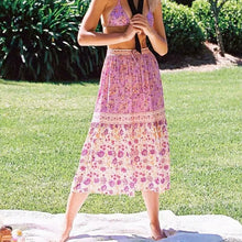 Load image into Gallery viewer, Pink Floral Printed,Midi Skirt,Boho Skirt