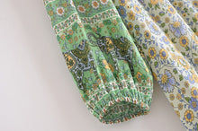 Load image into Gallery viewer, Elephant Green Floral ,Bohemian Maxi Dress,Boho Dress