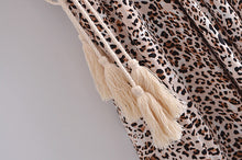 Load image into Gallery viewer, Leopard Floral Print ,Maxi Dress, Beach Boho Dress