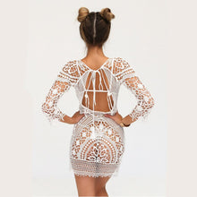 Load image into Gallery viewer, Hollow Lace, Boho Mini Dress,bohemian Sundress