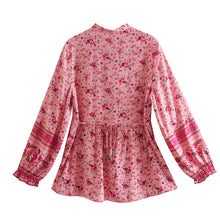 Load image into Gallery viewer, Boho Blouse, Vintage Blouse,Floral Print