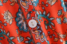 Load image into Gallery viewer, Red Floral Print , Boho Jumpsuit,Bohemian Rompers