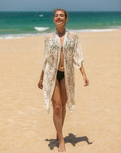 Load image into Gallery viewer, White hollow Out,Bohemian maxi dress, Boho kimono